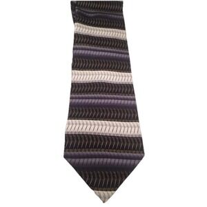 Vintage Mosaic Tie Men Black Purple  Gold‎ Silk Geometric Handmade Y2K Retro 90s